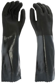 RADNOR™ Large Black Supported Interlock Lined PVC Chemical Resistant Gloves