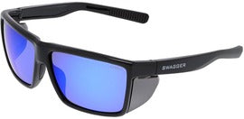 MCR Safety® Swagger® Black Safety Glasses With Blue And Mirrored/Hard Coat Lens