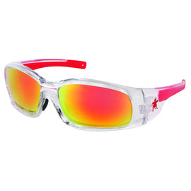 MCR Safety® Swagger® Clear Safety Glasses With Red And Mirrored/Hard Coat Lens