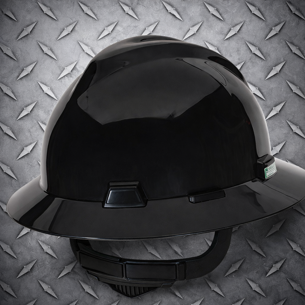 MSA V-Gard® Class E Polyethylene Hard Hat With Full Brim And Fas-Trac®