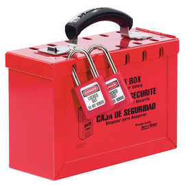 Master Lock® Red Steel Lock Box "DO NOT OPERATE"