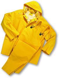 PIP Global Safety® 3X Yellow Base35FR™ .35 mm Polyester And PVC 3-Piece Rain Suit