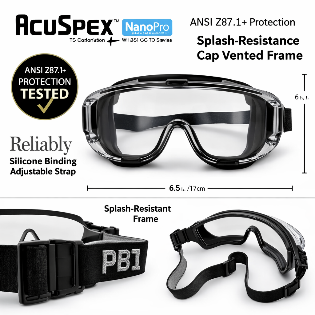Magid® AcuSpex™ Clear Low-Profile Safety Goggle with PureVue™ Premium Anti-Fog Coating —